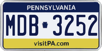 PA license plate MDB3252