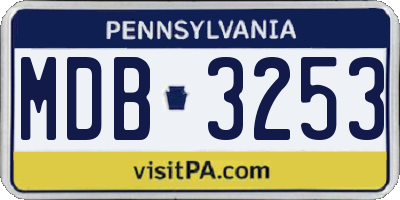 PA license plate MDB3253
