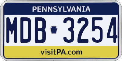 PA license plate MDB3254