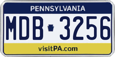 PA license plate MDB3256