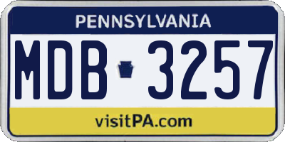 PA license plate MDB3257