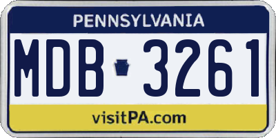 PA license plate MDB3261
