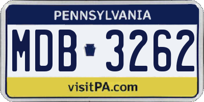 PA license plate MDB3262