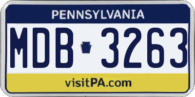 PA license plate MDB3263