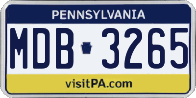 PA license plate MDB3265