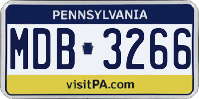PA license plate MDB3266