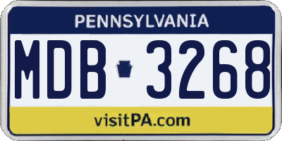 PA license plate MDB3268