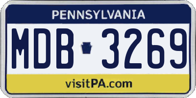 PA license plate MDB3269