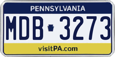 PA license plate MDB3273