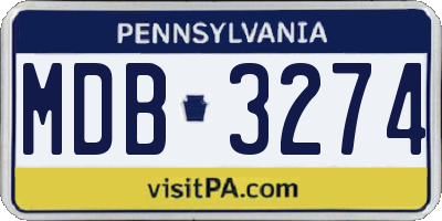 PA license plate MDB3274