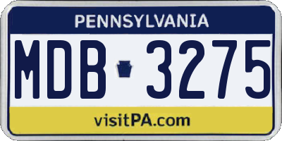 PA license plate MDB3275