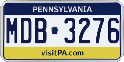 PA license plate MDB3276