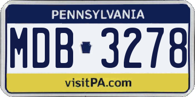 PA license plate MDB3278