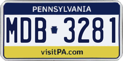PA license plate MDB3281
