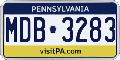 PA license plate MDB3283