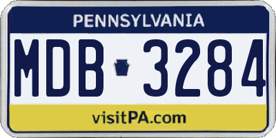 PA license plate MDB3284
