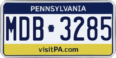 PA license plate MDB3285