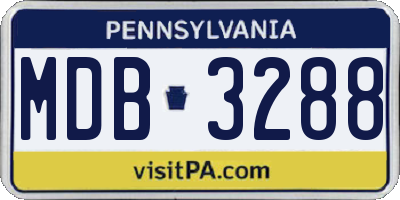 PA license plate MDB3288