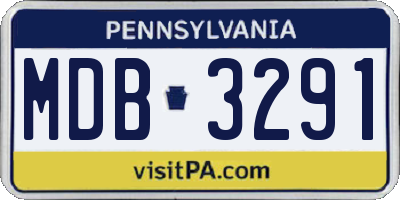 PA license plate MDB3291