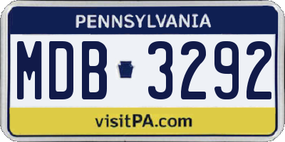 PA license plate MDB3292