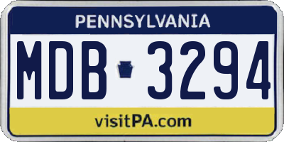 PA license plate MDB3294