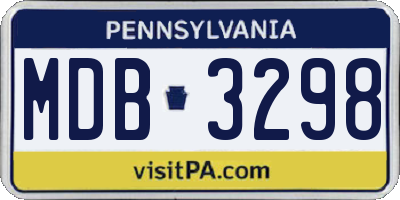 PA license plate MDB3298
