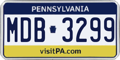 PA license plate MDB3299