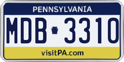 PA license plate MDB3310