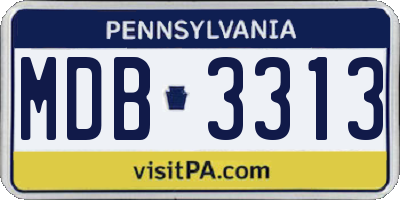 PA license plate MDB3313