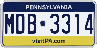 PA license plate MDB3314