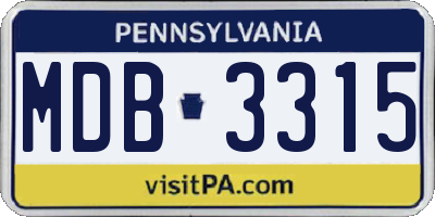 PA license plate MDB3315