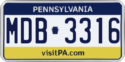 PA license plate MDB3316