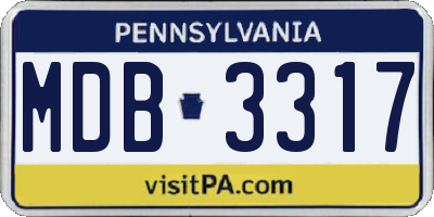PA license plate MDB3317