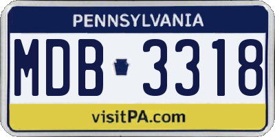 PA license plate MDB3318