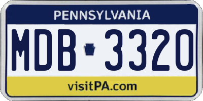 PA license plate MDB3320