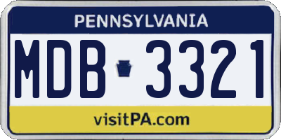 PA license plate MDB3321