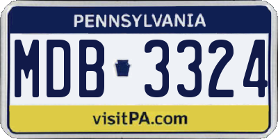 PA license plate MDB3324