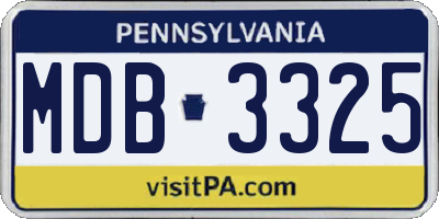 PA license plate MDB3325