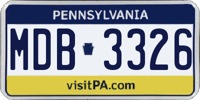 PA license plate MDB3326