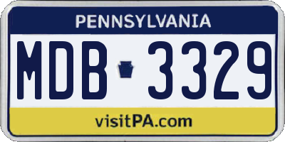 PA license plate MDB3329
