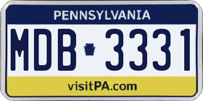 PA license plate MDB3331