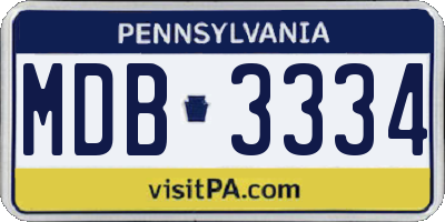 PA license plate MDB3334