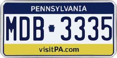PA license plate MDB3335
