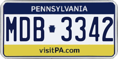 PA license plate MDB3342
