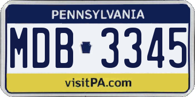 PA license plate MDB3345