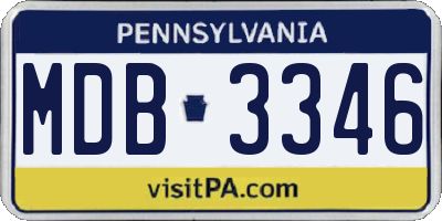 PA license plate MDB3346