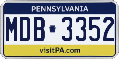 PA license plate MDB3352
