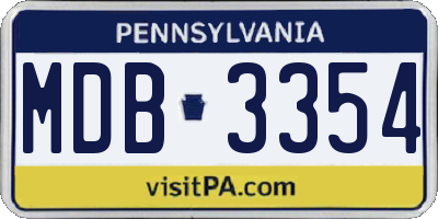 PA license plate MDB3354