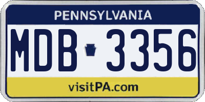 PA license plate MDB3356