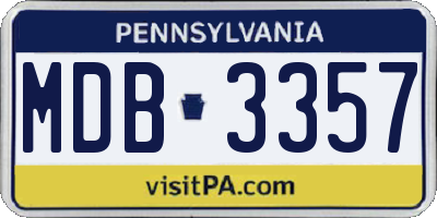 PA license plate MDB3357